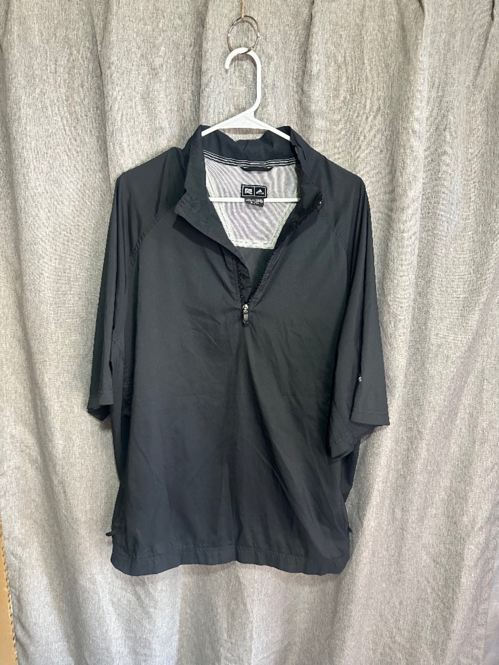 Adidas Golf Black Short Sleeve Quarter Zip Windshirt Pullover Jacket - Men's XL